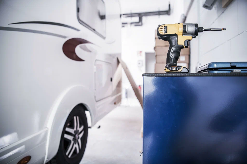 rv in a garage